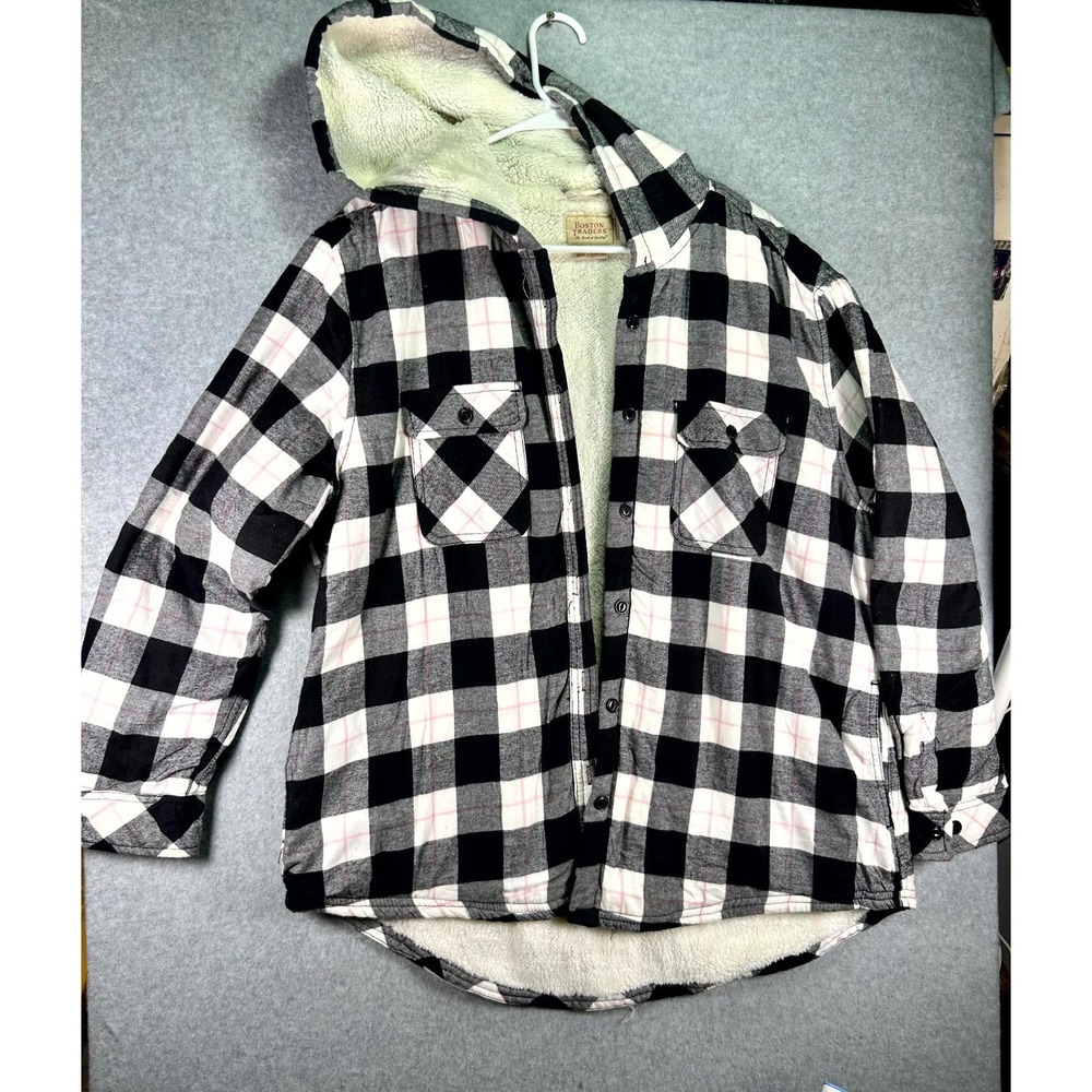 Boston Traders Sherpa Lined Flannel Shacket Womens XXL Multicolor Plaid Hooded
